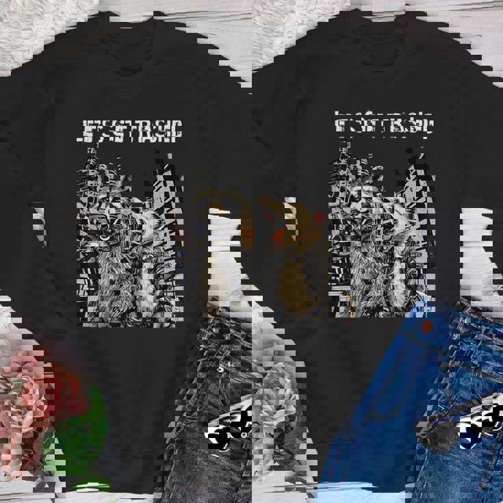 Let's Get Trashed Raccoon And Opossum Drinking Beer Youth Crewneck Sweatshirt