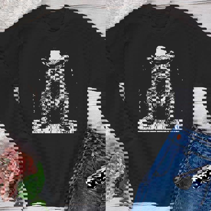 Raccoon Cowboy Western Youth Crewneck Sweatshirt - Fun for Kids & Adults