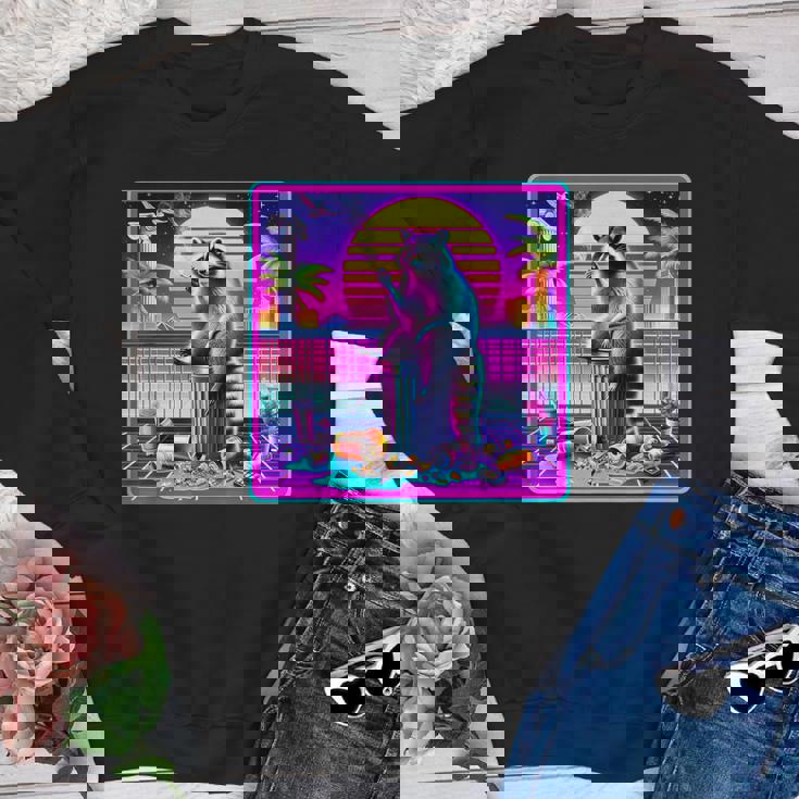 Vaporwave Raccoon Youth Sweatshirt - Retro Synthwave Style
