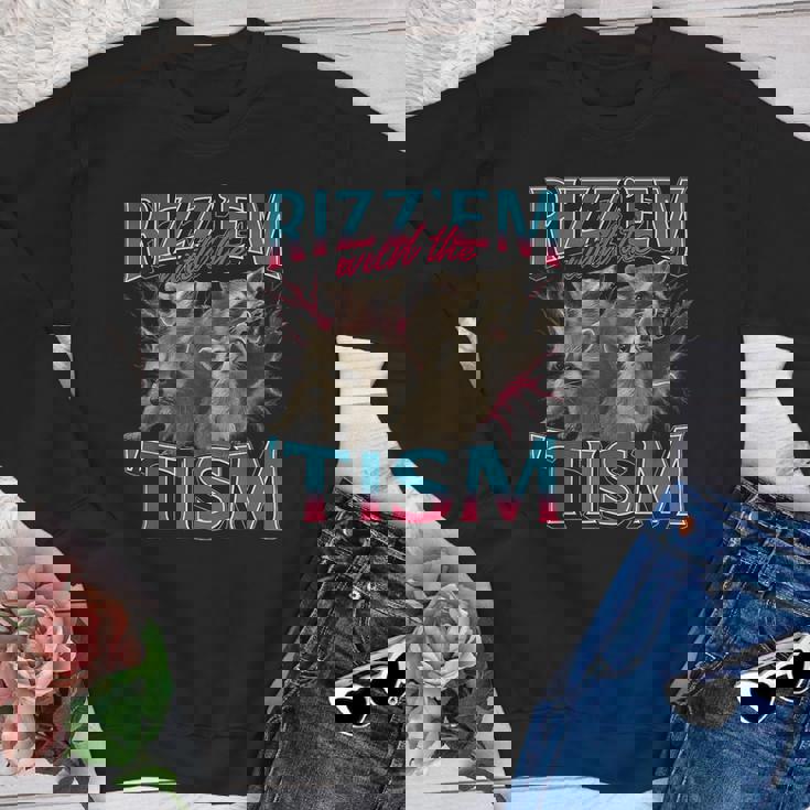Youth Crewneck Sweatshirt - Raccoon Meme for Autism Awareness