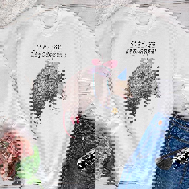 It Is I Your Fairy Godpossum Raccoon Trash Panda Youth Crewneck Sweatshirt
