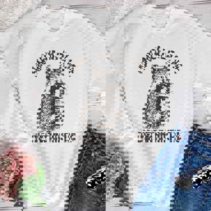 Hang On Let Me Overthink This Raccoon Sarcastic Youth Crewneck Sweatshirt