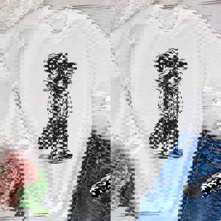 Raccoon Western Crewneck Sweatshirt - Country Style for All Ages