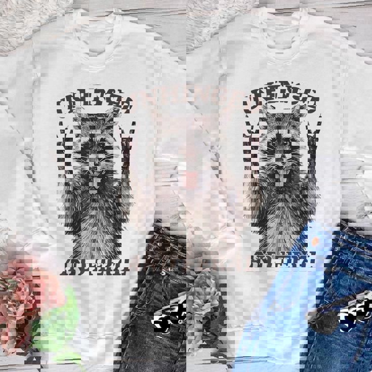 Unhinged Raccoon Youth Crewneck Sweatshirt - Feral Retro Summer Vibes