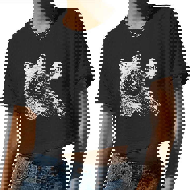 Bruh Raccoon Trash Panda Crop Top - Fun Slang for Teens & Women