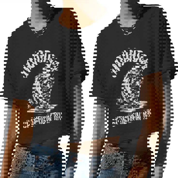 Cowboy Raccoon Women's Crop Top - Quirky Attitude, Casual Fun