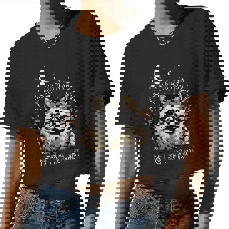 Funny Raccoon Women's Crop Top - Humorous 'Trash Can' Design