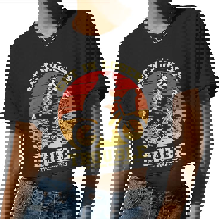 Get In Loser Crop Top for Women | Funny Raccoon & Opossum Design