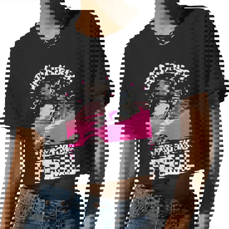 Get In Loser Feral Raccoon Meme Women’s Crop Top | Humorous Outfit
