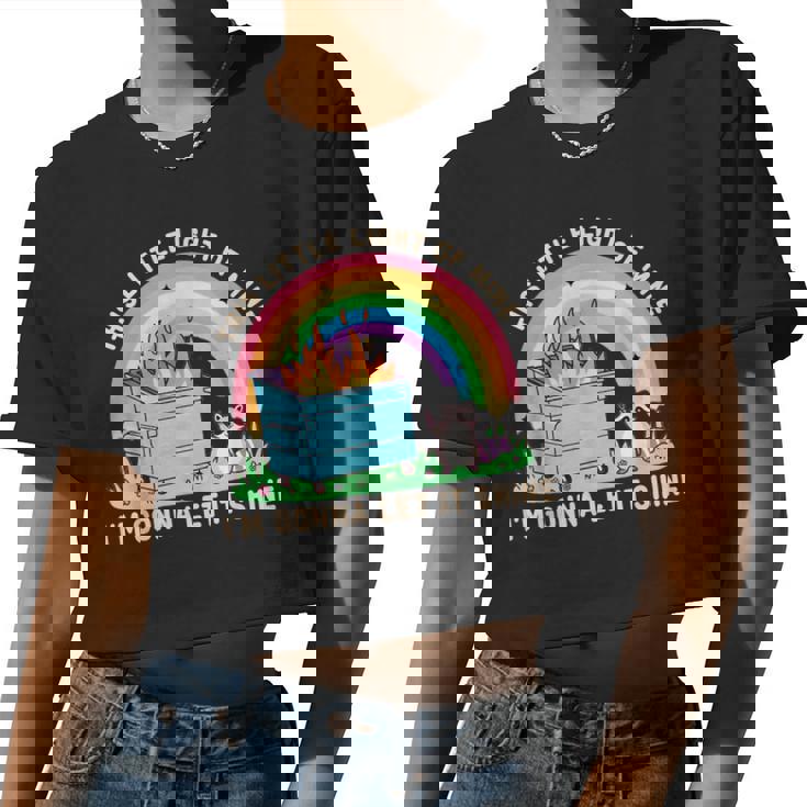 Groovy This Little Light-Of Mine Dumpster Fire Raccoon Women Crop Top