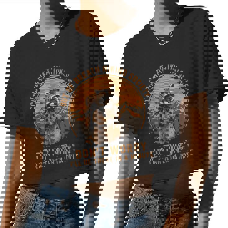 Out of Breath Hiking Society Raccoon Women's Vintage Crop Top