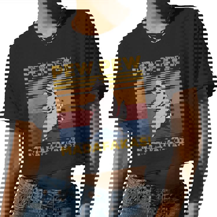 Pew Pew Madafakas Raccoon Crop Top - Vintage Women’s Escape