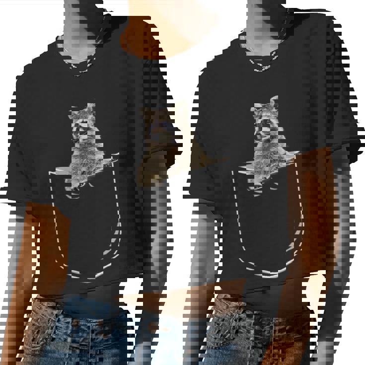 Pocket Raccoon Shirt Raccoon In Pocket Tshirt Women Crop Top