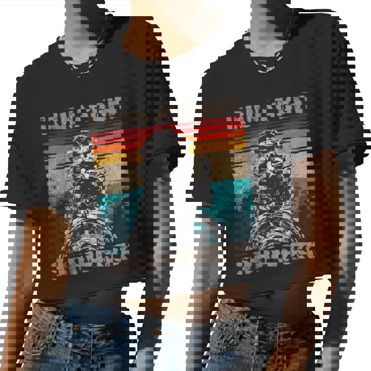 Raccoon Captain Crop Top - Vintage Style | Women's Nautical Tee