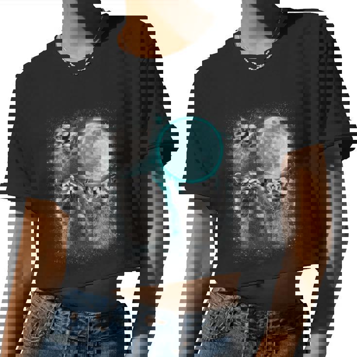 Raccoon Crop Top - Funny Howling Raccoons Design for Women