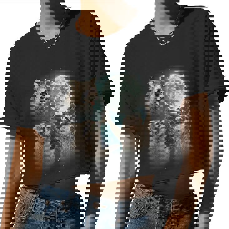 Raccoon Crop Top - Howling Moon Trio - Funny & Quirky Womenswear