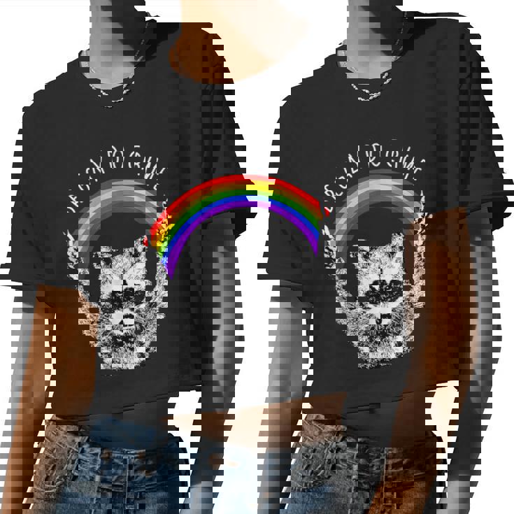Raccoon LGBTQ Pride Crop Top - Be Gay Do Crime Rainbow Print