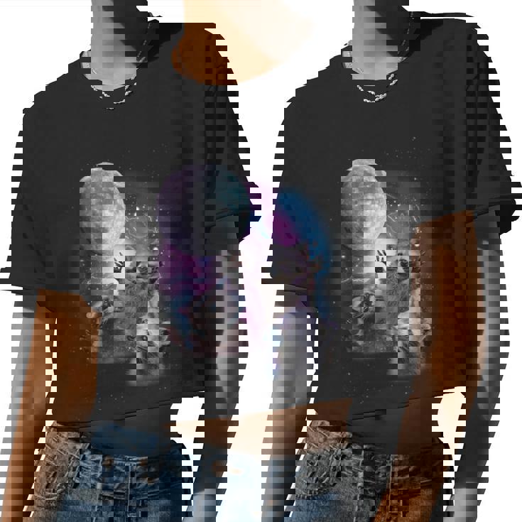 Raccoon Moonlight Charm Women's Crop Top | Unique Nocturnal Design