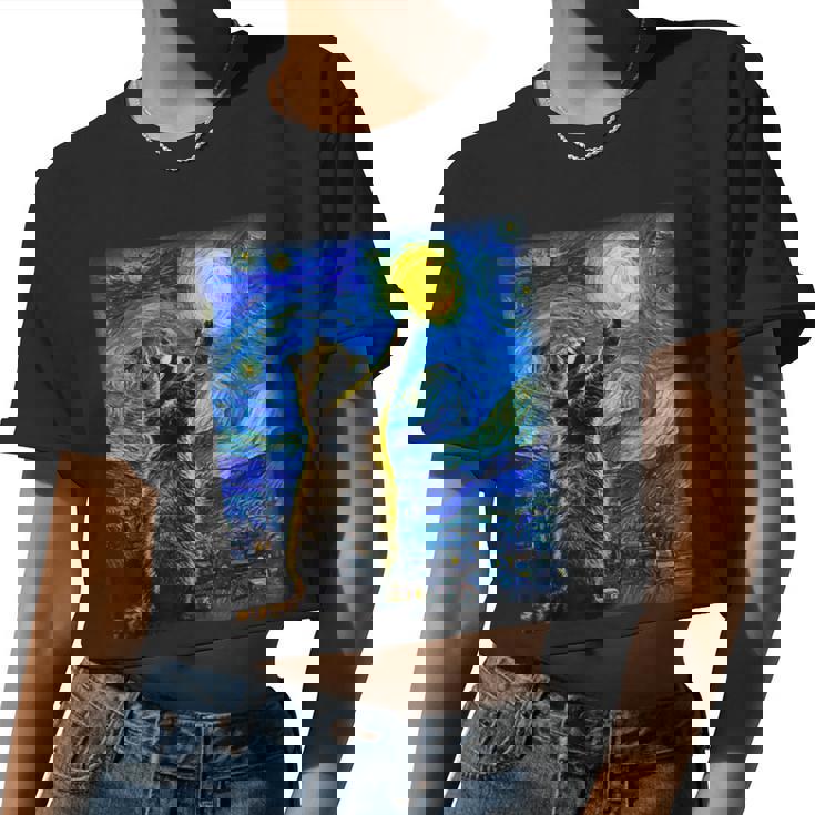 Raccoon Starry Night Crop Top - Van Gogh Art for Raccoon Lovers