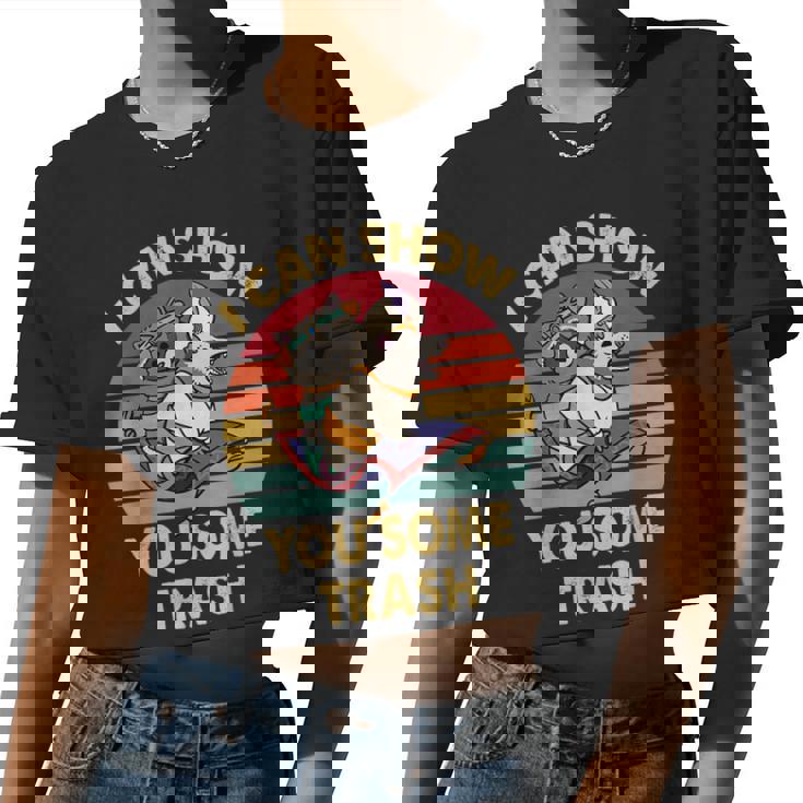 Raccoon Vintage Crop Top - Women's Retro Design for Animal Lovers