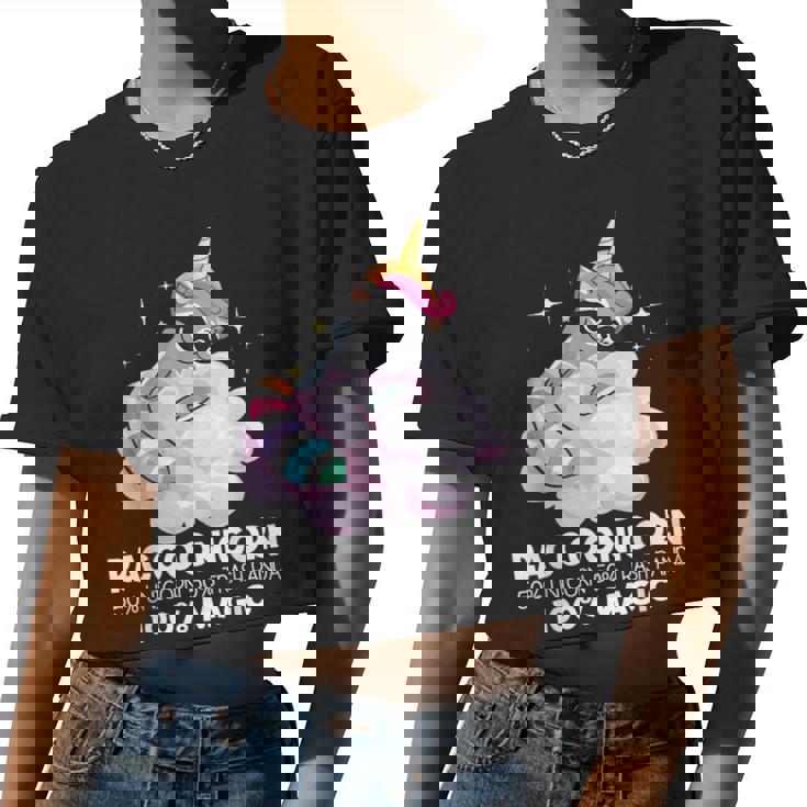 Raccoonicorn Unicorn Trash Panda Raccoon Lover Women Crop Top