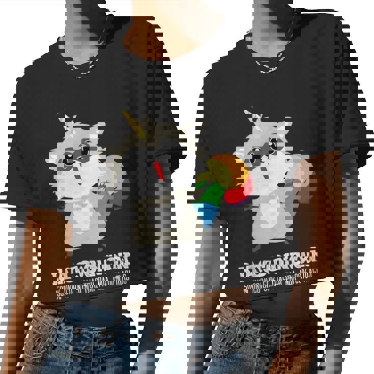 Racoonicorn Crop Top - Fun & Whimsical Raccoon Unicorn Tee for Women