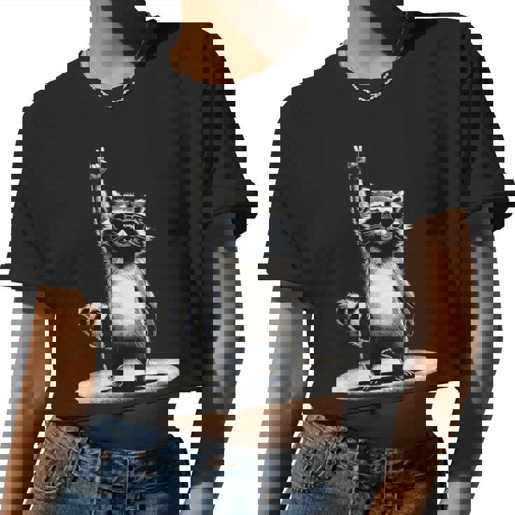 Retro Raccoon Rock Music Crop Top - Unisex Style for Men & Women