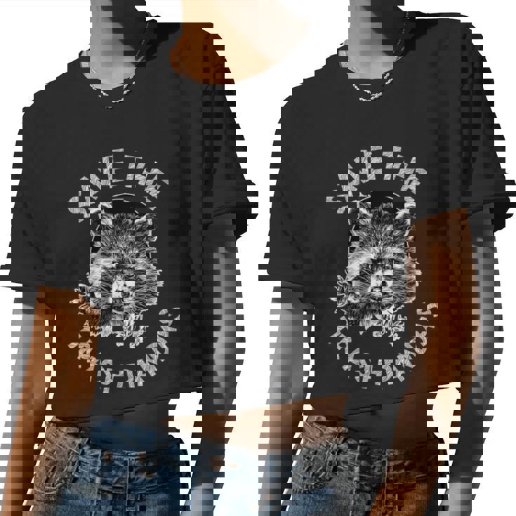 Save The Trash Pandas Crop Top | Raccoon Lover's Cute Tee for Women