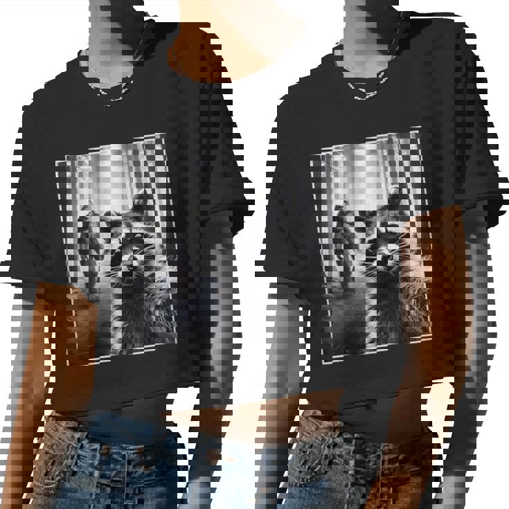 Scared Raccoon & Bigfoot Selfie | Women's Crop Top | Fun & Quirky