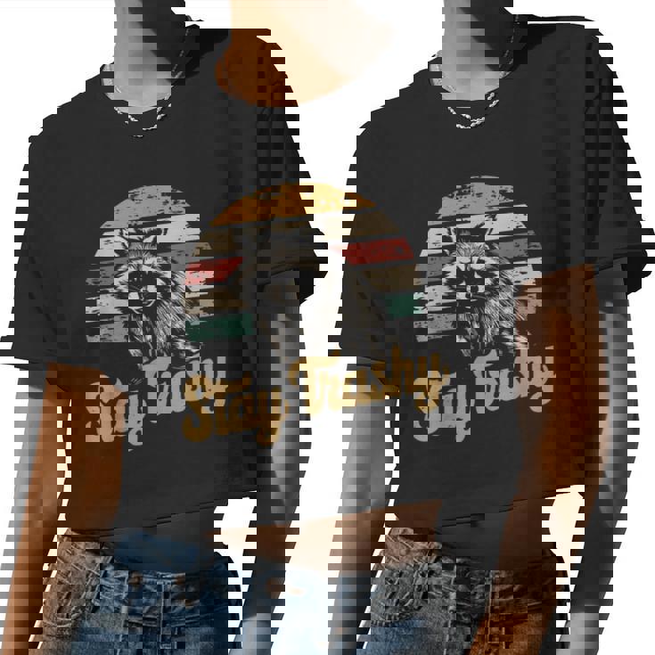 Stay Trashy Opossum Raccoon Meme Women's Crop Top - Quirky Style