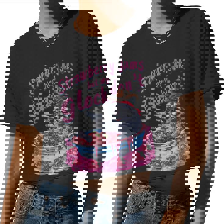 Strawberry Jams Raccoon Print Women’s Crop Top - Fun & Stylish
