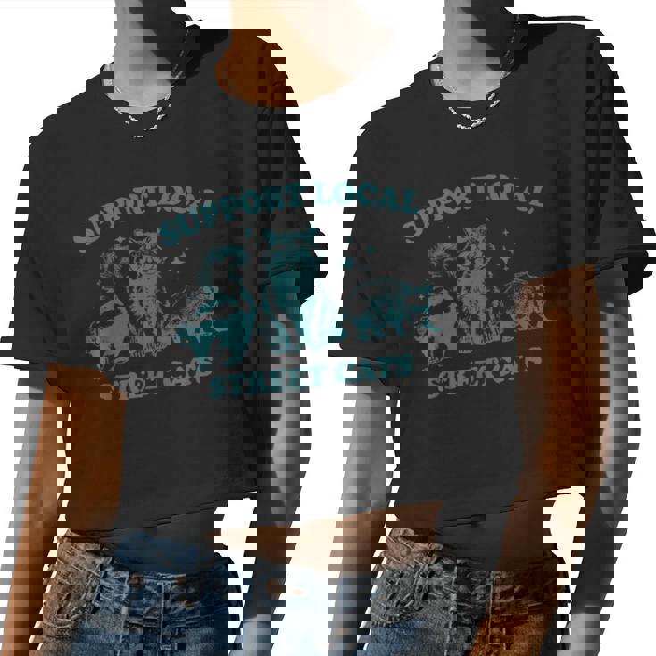Vintage Wildlife Women Crop Top - Raccoon & Opossum Graphic
