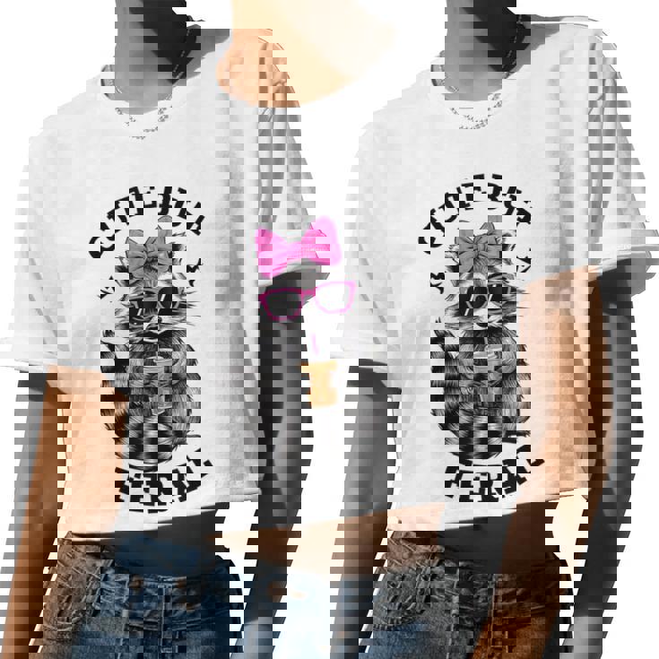 Cute Feral Racoon Crop Top with Sunglasses | Small Women's Tee