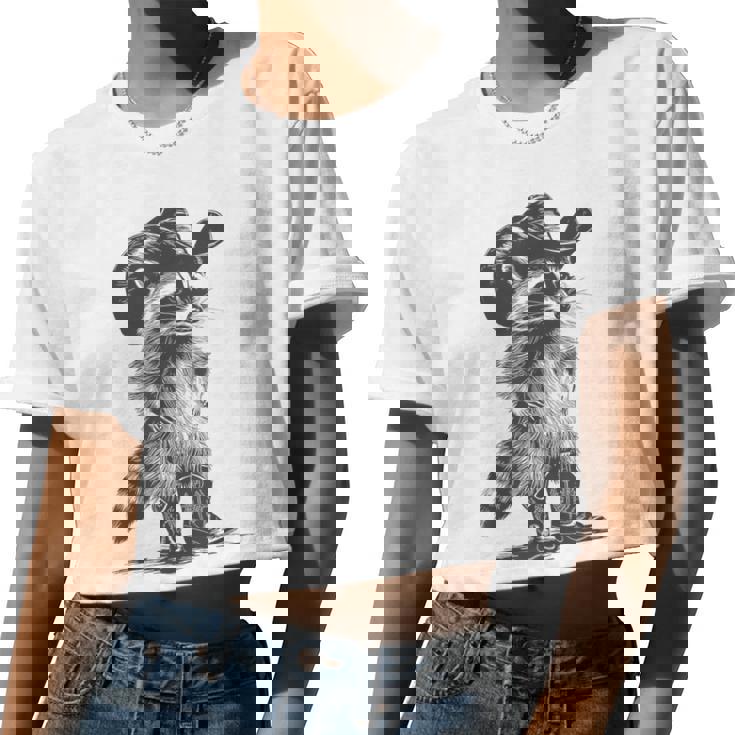 Raccoon Cowboy Crop Top | Fun Graphic for Men & Women