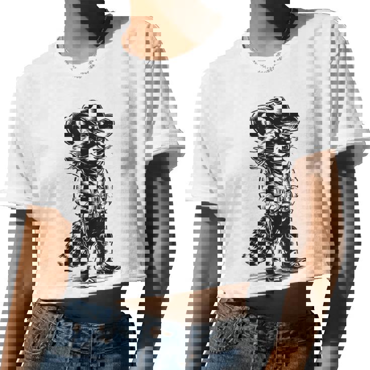 Raccoon Cowboy Crop Top - Western Country Style for Men & Women