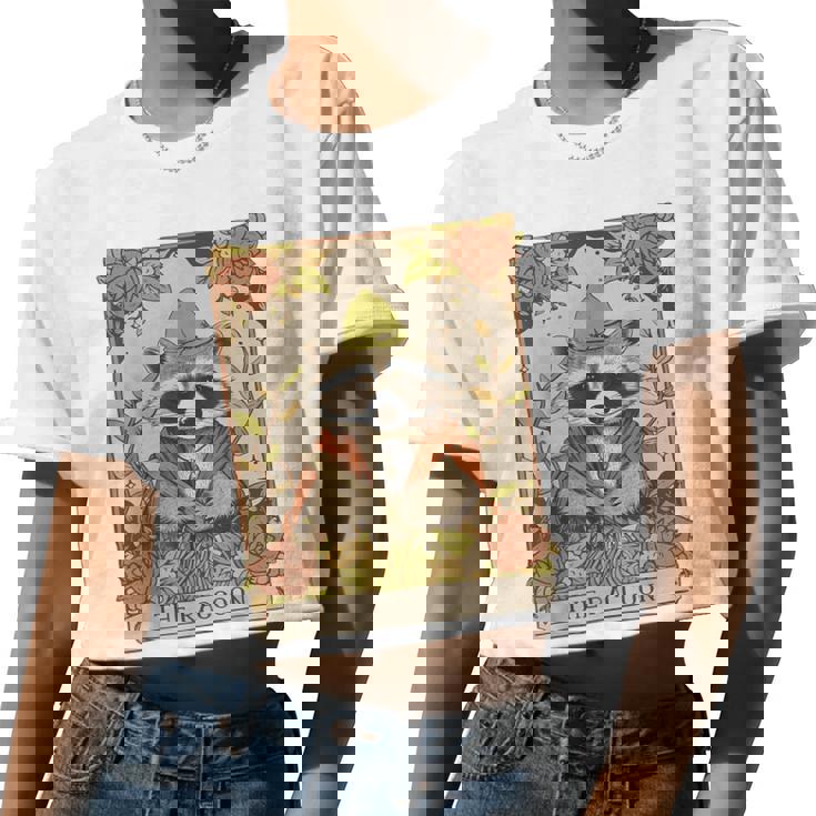 Raccoon Moon Crop Top - Cute Animal Design for Women