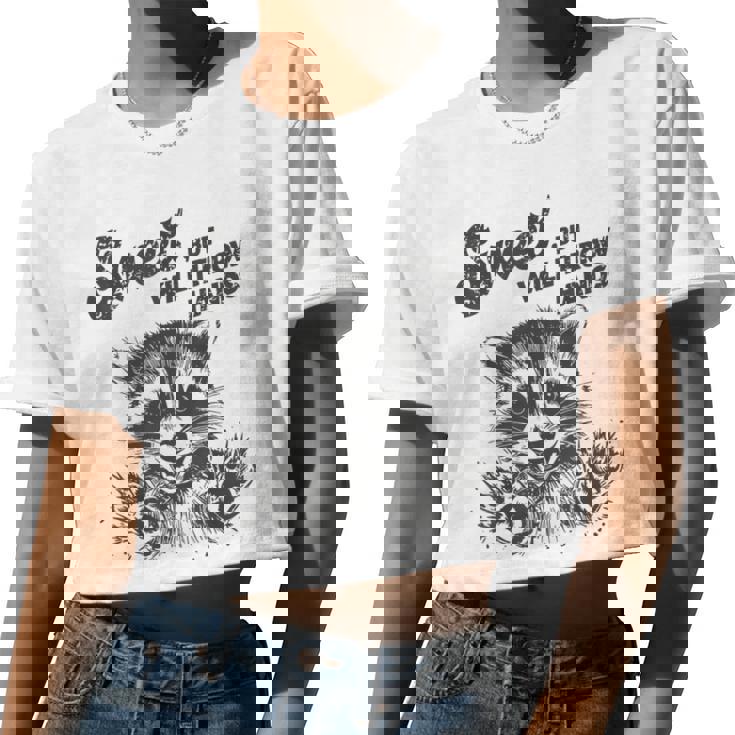 Raccoon Sarcastic Women's Crop Top - Humorous Style for Strong Women