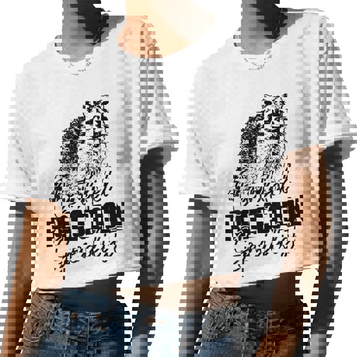 Raccoon Specialist Vintage Women Crop Top | Fun Animal Design