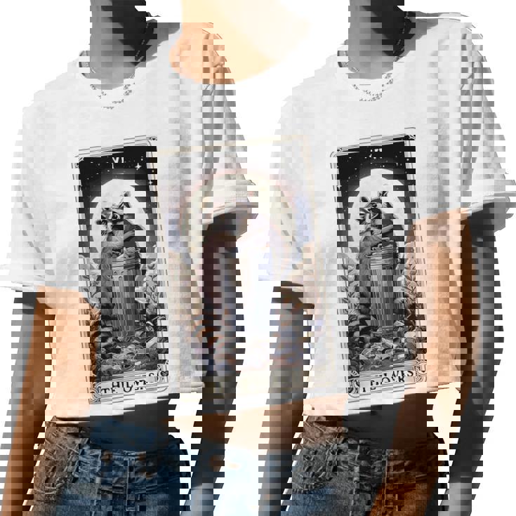 Raccoon Tarot 'The Lovers' Women's Crop Top - Whimsical & Unique