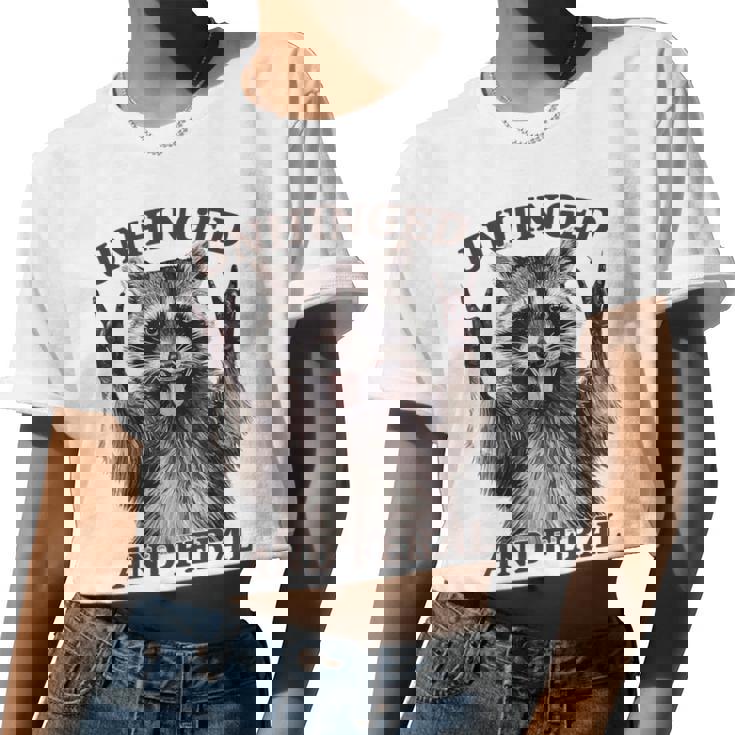 Raccoon Unhinged And Feral Retro Raccoon Feral Summer Women Crop Top