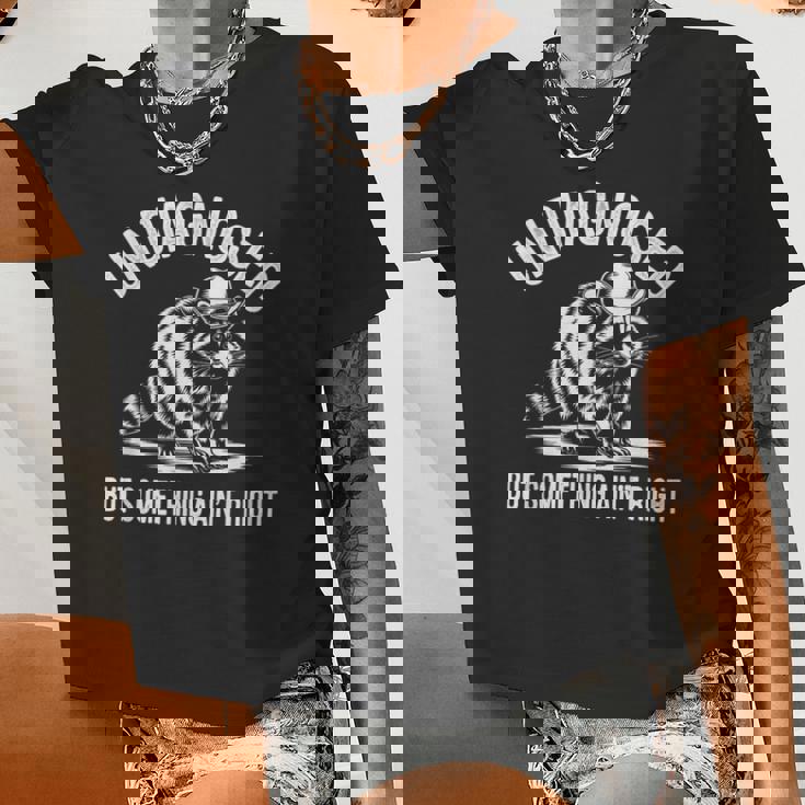 Cowboy Raccoon Women's Crop Top - Quirky Attitude, Casual Fun