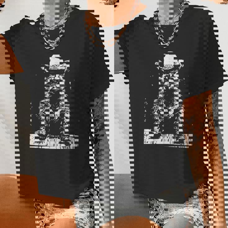 Raccoon Cowboy Western Short Sleeve Crop Top for Adults & Kids