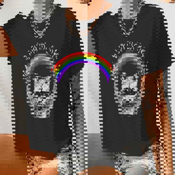 Raccoon LGBTQ Pride Crop Top - Be Gay Do Crime Rainbow Print