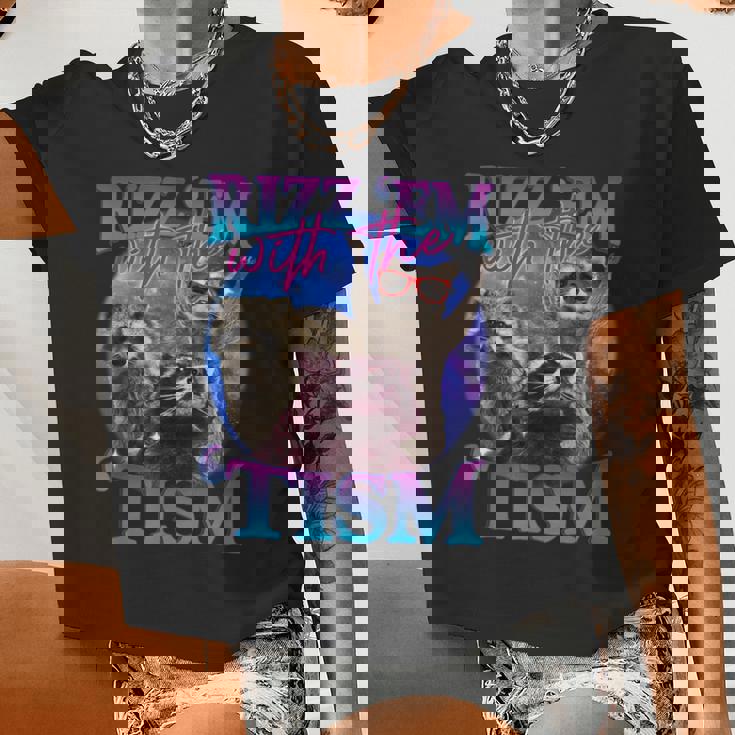 Raccoon Meme Crop Top - Retro Tism Style for Women