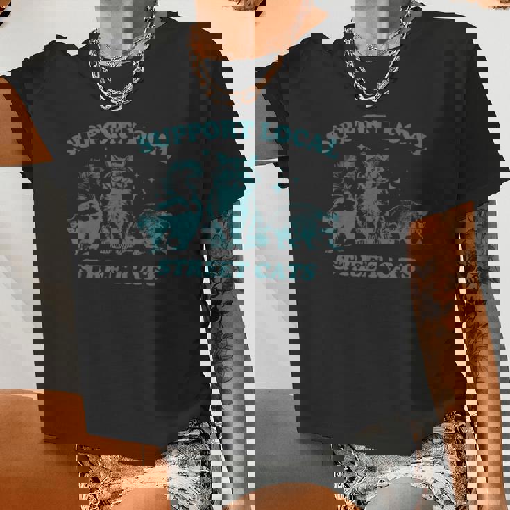 Vintage Wildlife Women Crop Top - Raccoon & Opossum Graphic