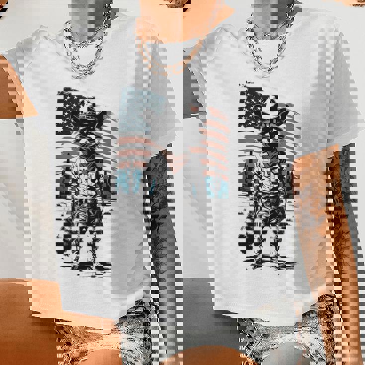 Raccoon Cowboy Country Crop Top - Vintage Western Style for Adults