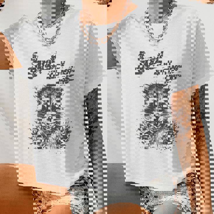 Raccoon Sarcastic Women's Crop Top - Humorous Style for Strong Women