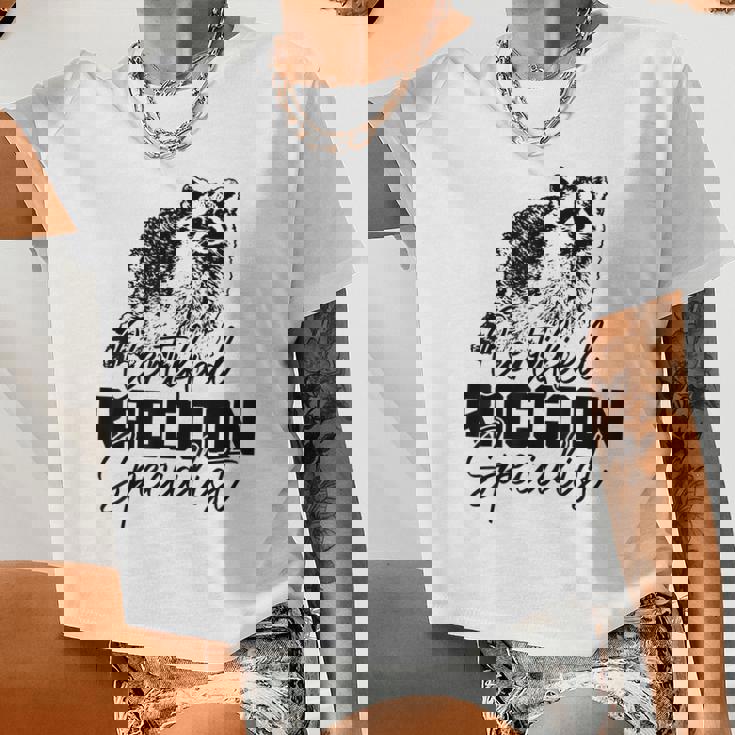 Raccoon Specialist Vintage Women Crop Top | Fun Animal Design