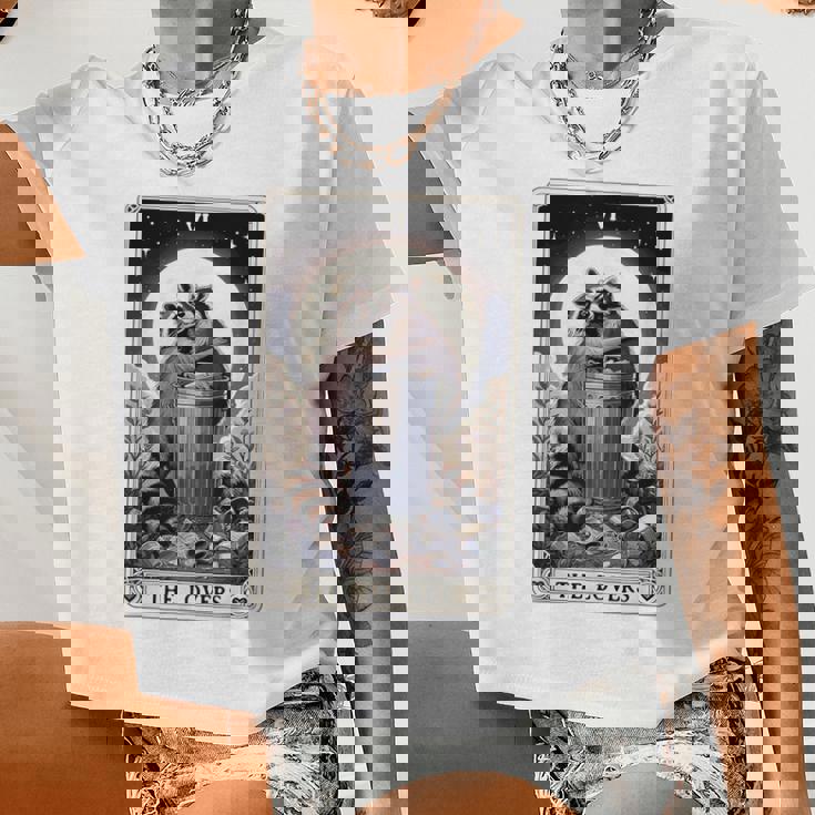Raccoon Tarot 'The Lovers' Women's Crop Top - Whimsical & Unique