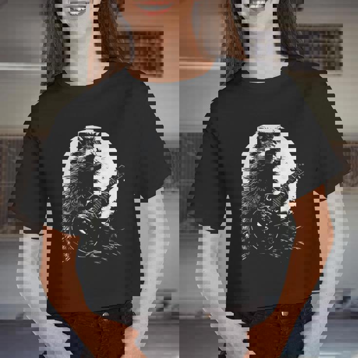 Raccoon Guitarist Women’s Crop Top - Fun Moonlight Vibes
